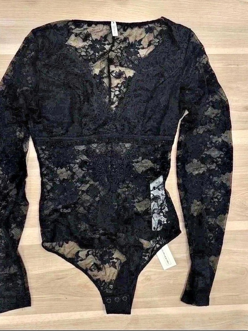Intimissimi A Special Moment Long Sleeved Lace Bodysuit Black Small
